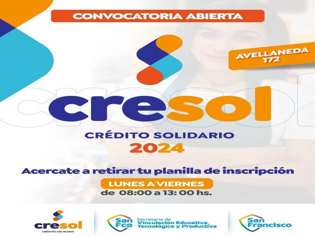 INSCRIPCIONES ABIERTAS PARA EL PROGRAMA CRESOL 2024